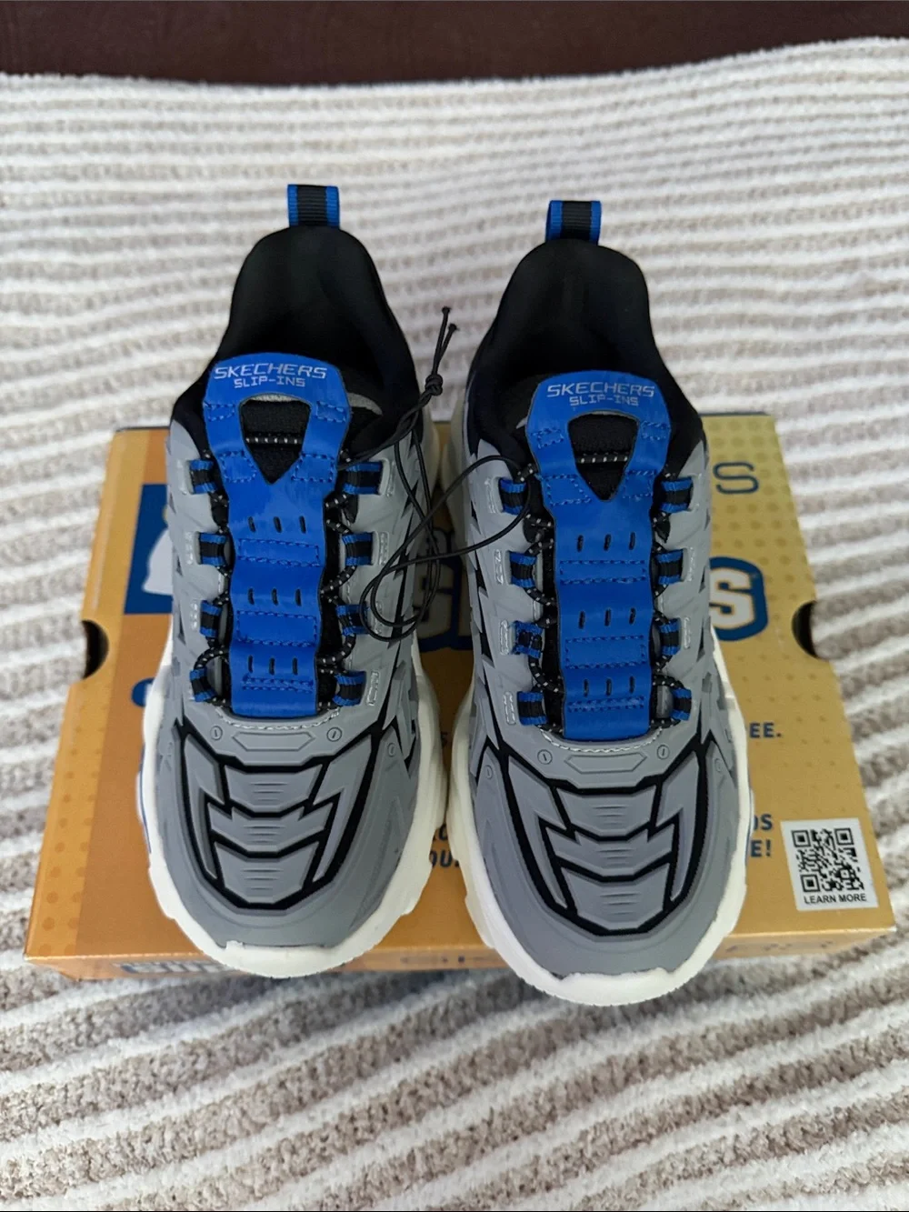 Skechers Gray & Blue Slip-On Athletic Shoes
